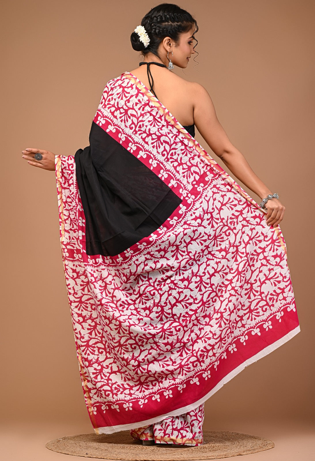 SONALI VANASPATI PRINT COTTON ZARI BORDER SAREE