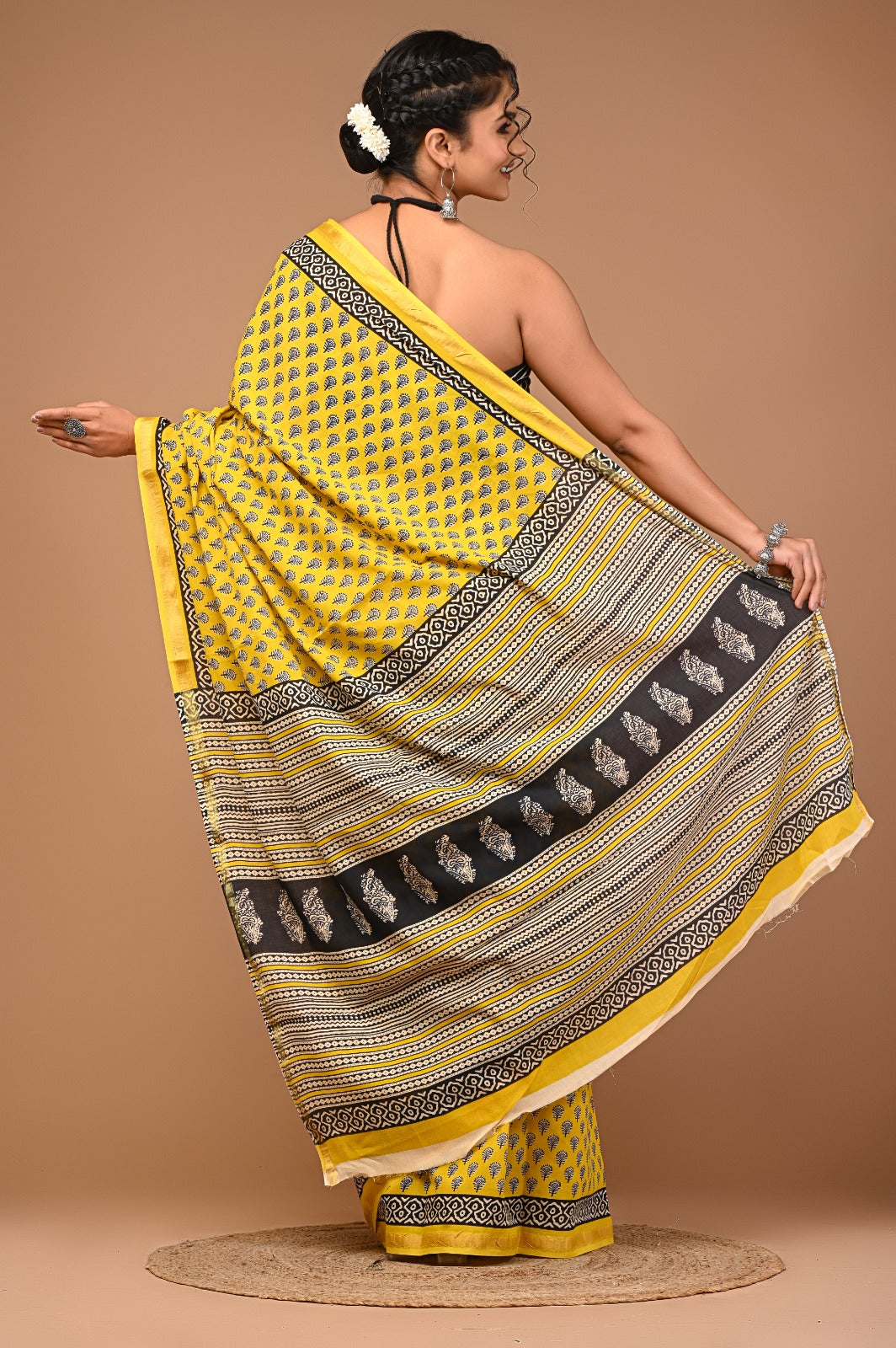 RAVYA cotton zari mulmul saree