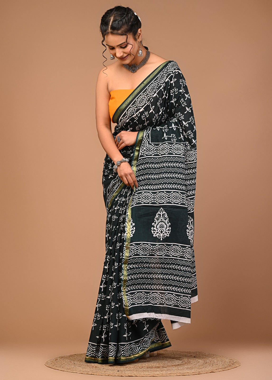 MEHER cotton zari mulmul saree