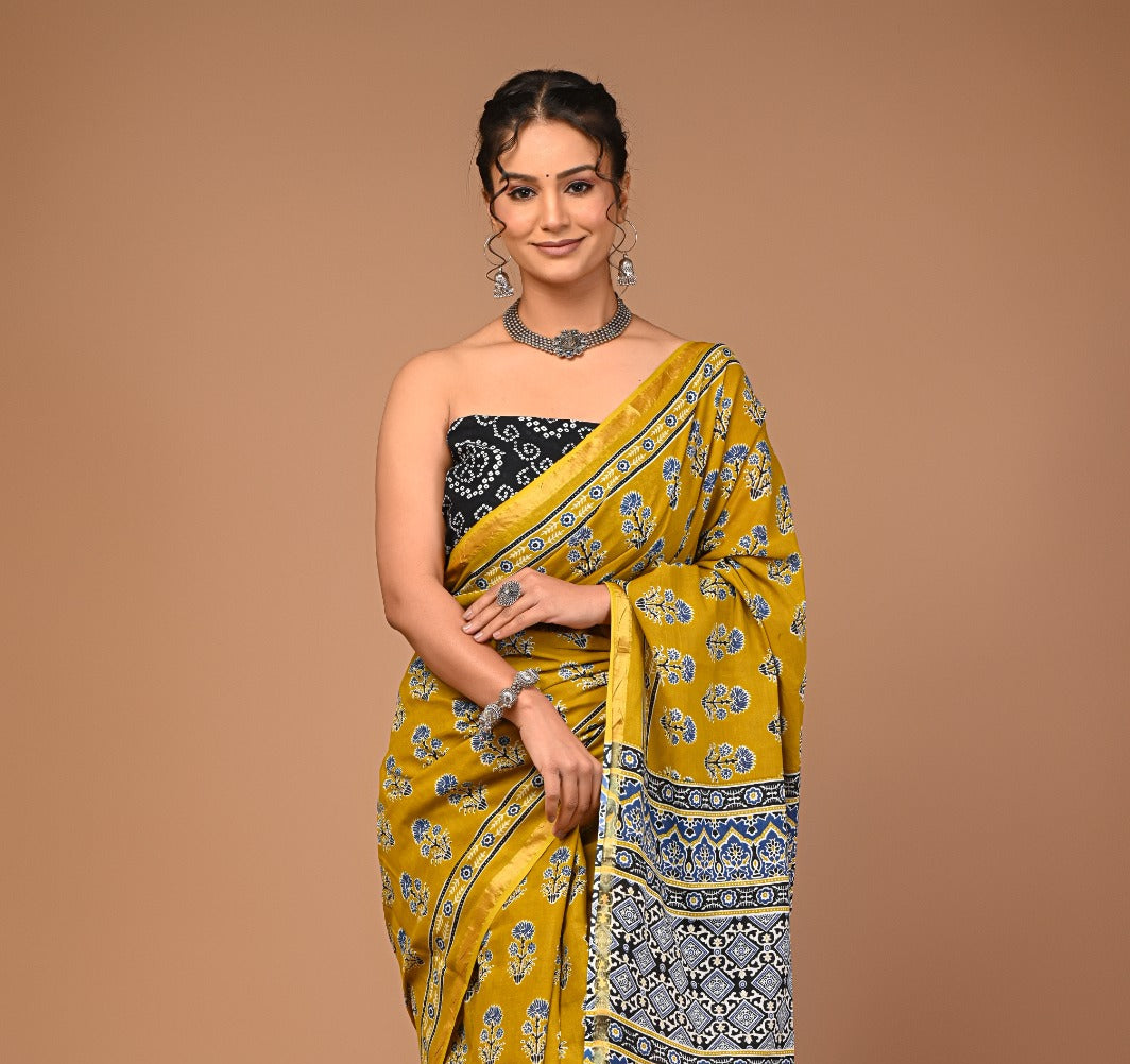 FOOLWARI cotton zari saree