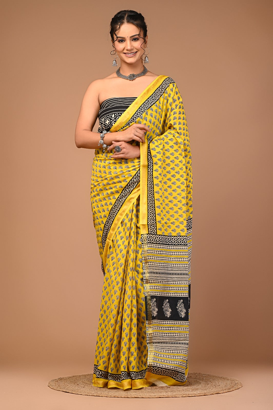 RAVYA cotton zari mulmul saree