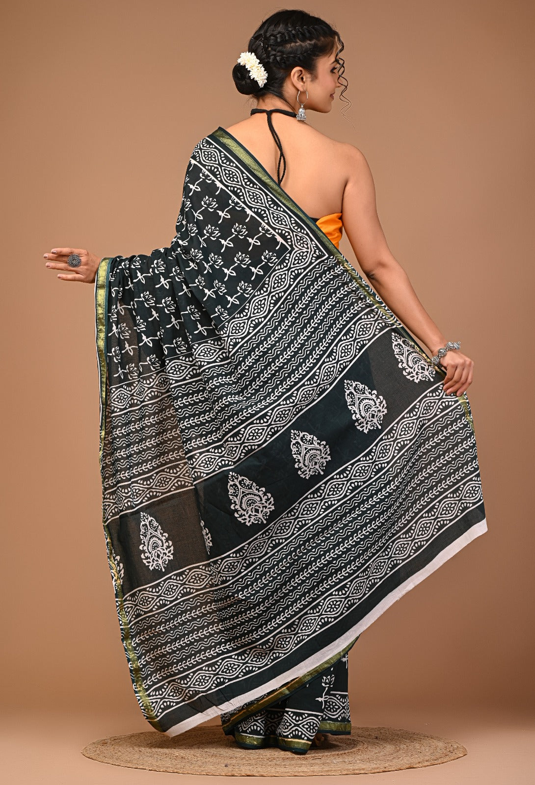 MEHER cotton zari mulmul saree