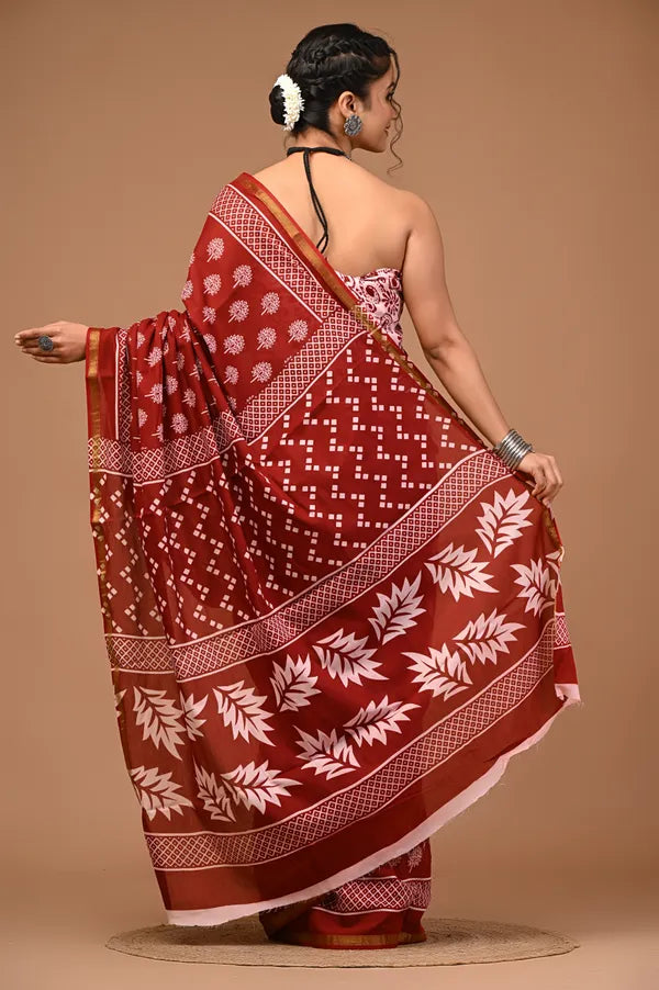 MADHURI cotton zari border saree