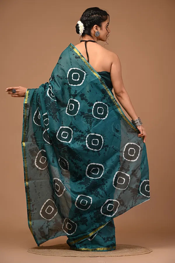 AAKRITI cotton mulmul zari saree