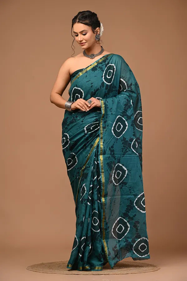 AAKRITI cotton mulmul zari saree