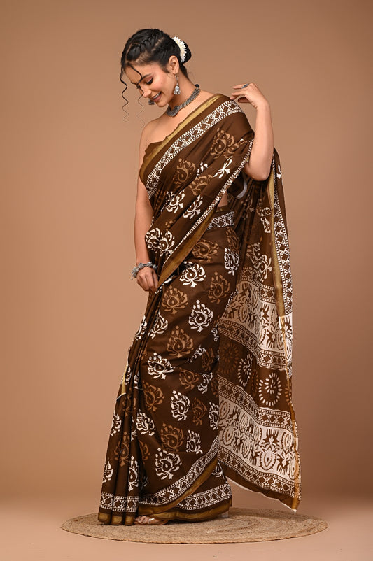 MADHUBALA cotton zari mulmul saree
