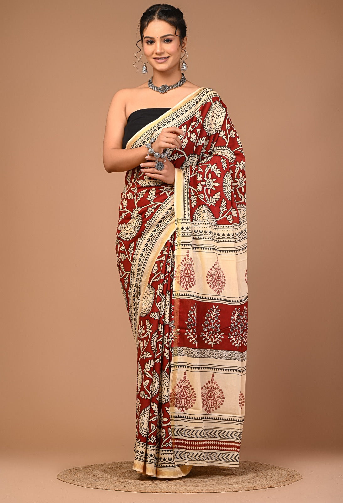 MADHURIMA cotton mulmul zari saree