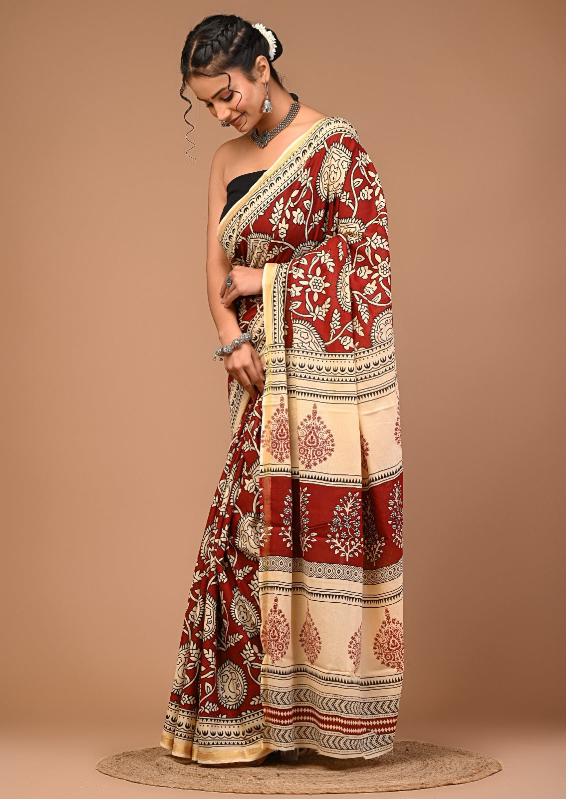 MADHURIMA cotton mulmul zari saree