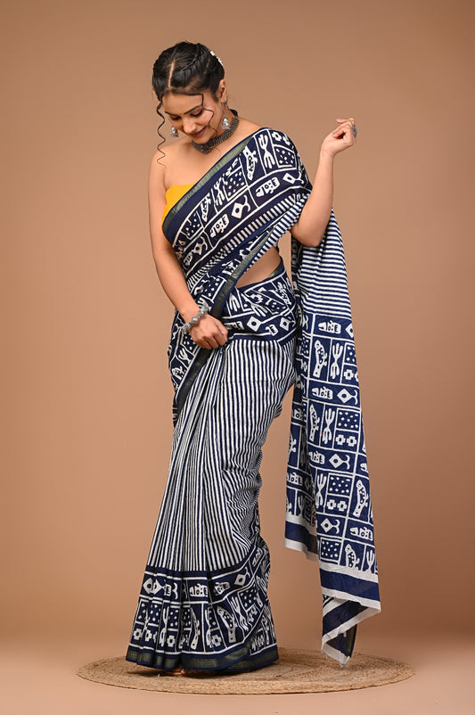 GULNAR cotton zari mulmul saree