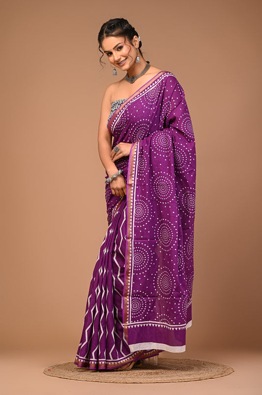 HEER ikkt vanaspati print cotton saree
