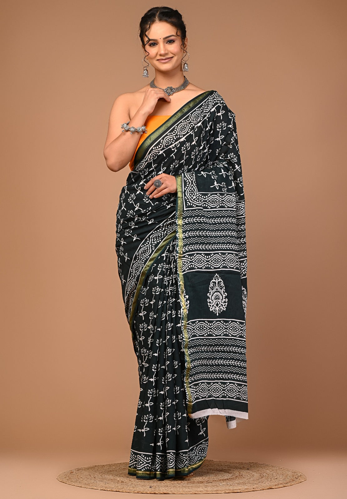 MEHER cotton zari mulmul saree