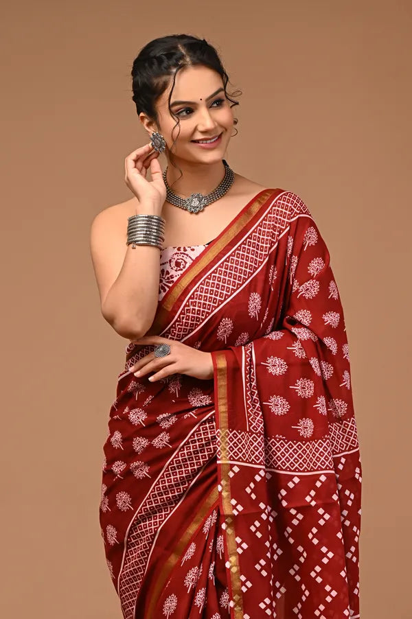 MADHURI cotton zari border saree