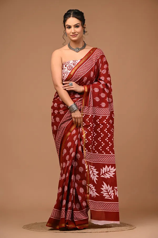 MADHURI cotton zari border saree