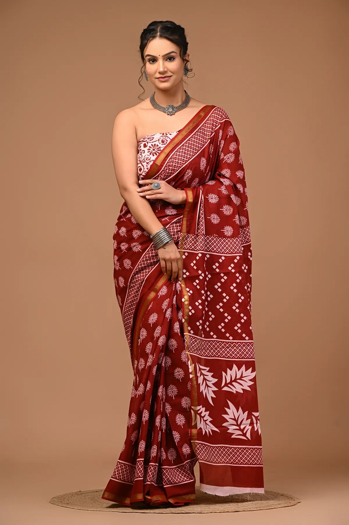 MADHURI cotton zari border saree