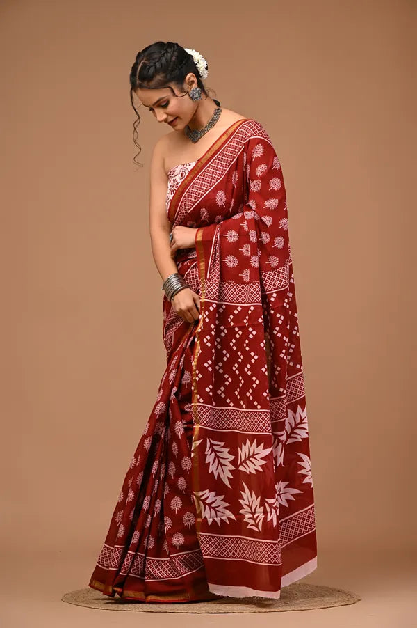MADHURI cotton zari border saree
