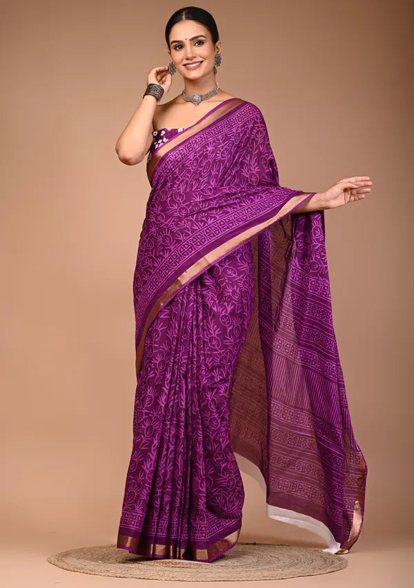 PRIYAL cotton maheshwari border saree