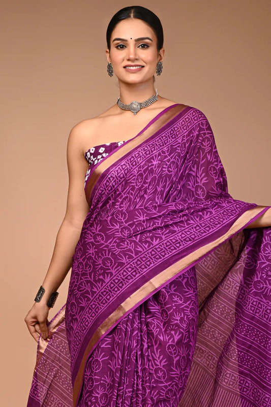 PRIYAL cotton maheshwari border saree