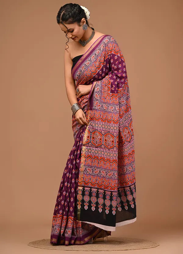 GULABO cotton zari mulmul saree