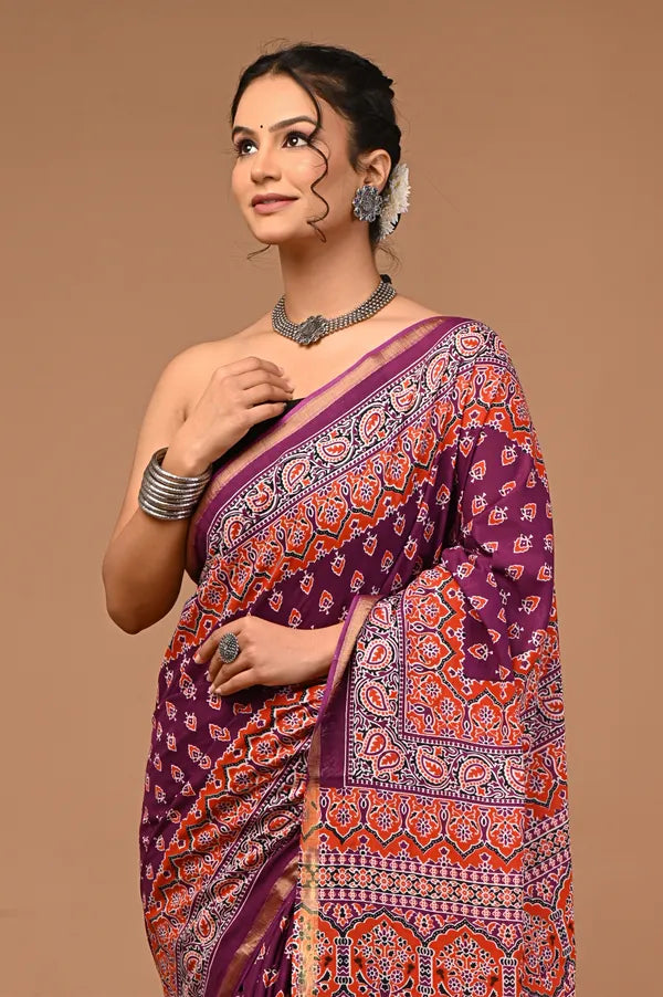 GULABO cotton zari mulmul saree
