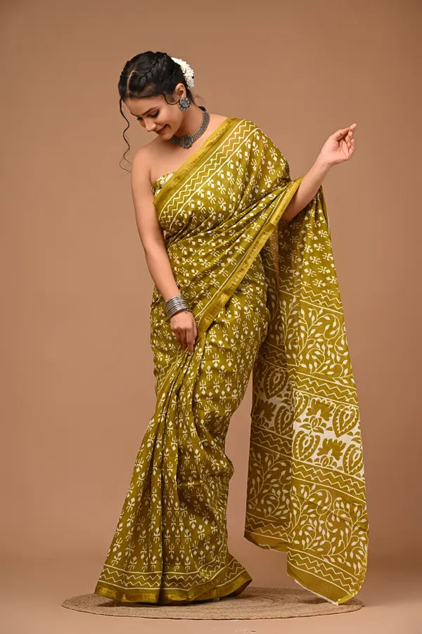 HOOR cotton maheshwari border saree