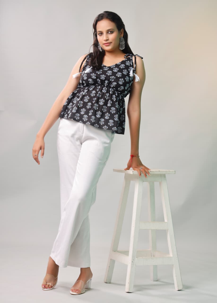 NOORIJA cotton black top