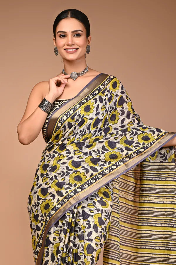TARUHI cotton maheshwari border saree