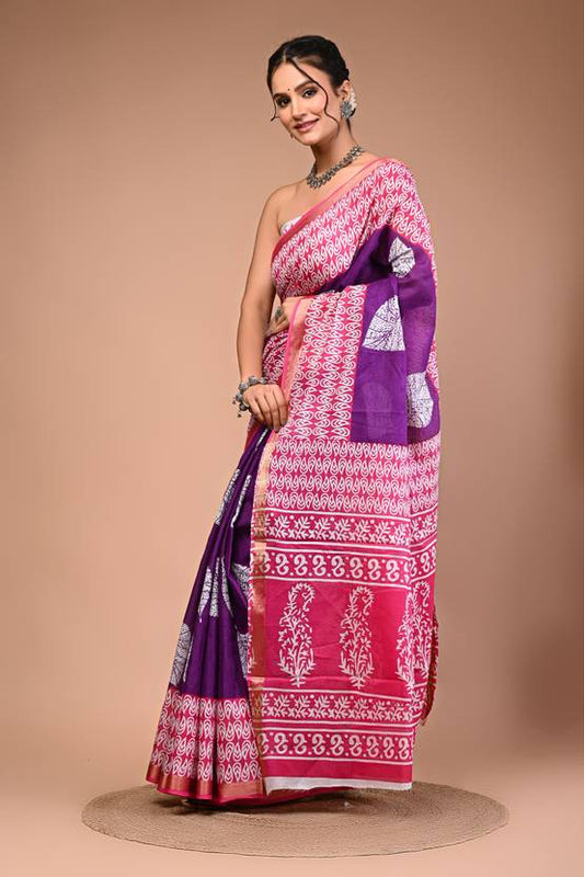 BULBUL cotton maheshwari border saree