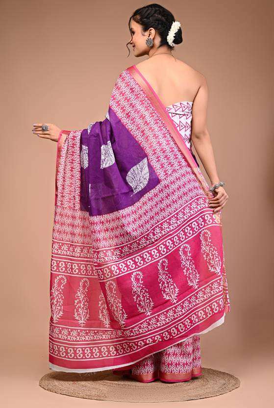 BULBUL cotton maheshwari border saree