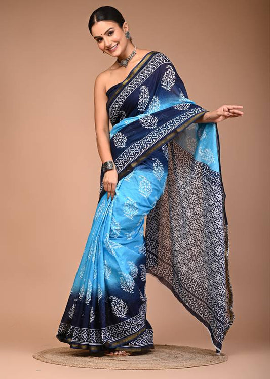 MASAKALI cotton zari border saree